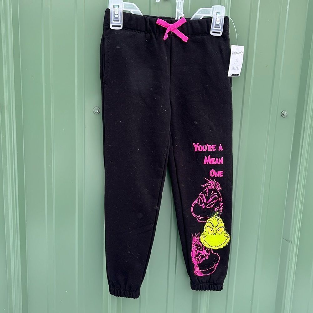Dr. Seuss' The Grinch Girls Fleece Jogger Sweatpants, Size XS
